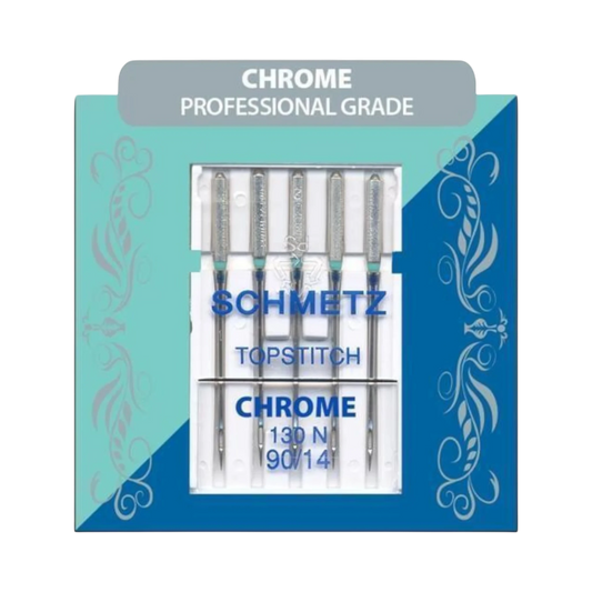 Schmetz Needles - Chrome Topstitch 90/14 Needle 5 ct , quilting and needlework