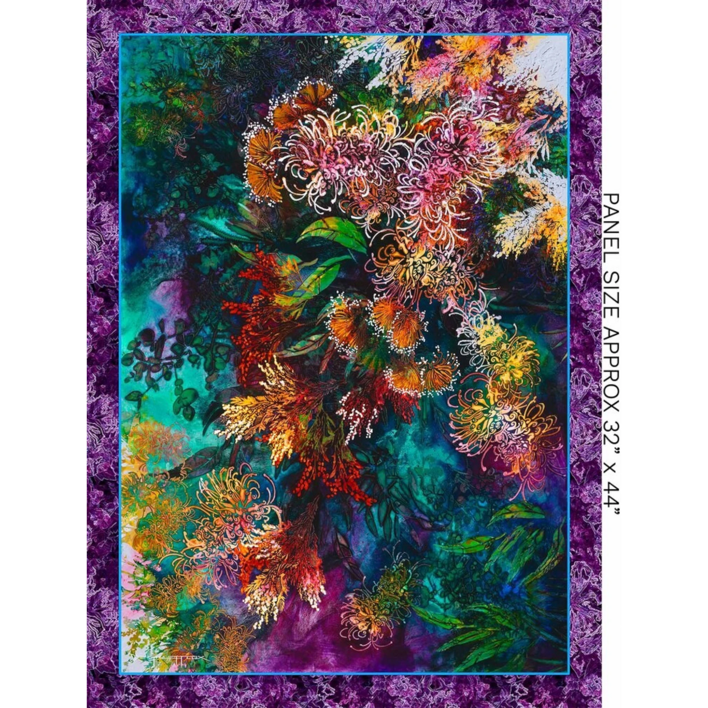 Glorious Gum Blossoms - Grevillea Glow Panel for patchwork, quilting and sewing