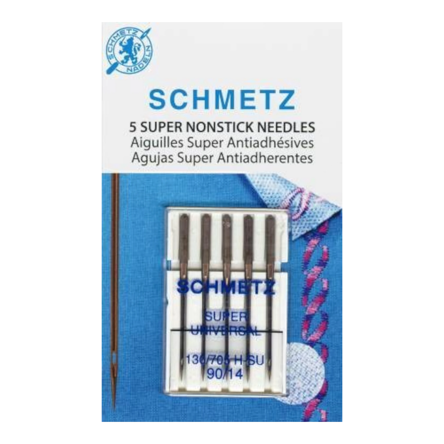 Schmetz Super Nonstick Needle 5ct, Size 90/14 , quilting and needlework