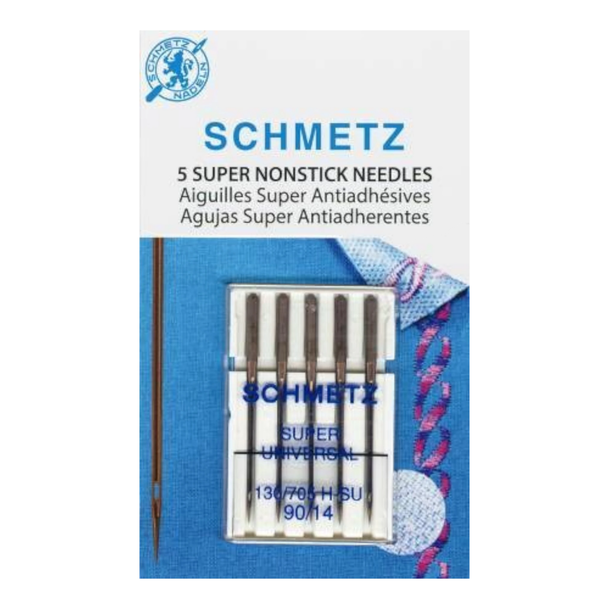 Schmetz Super Nonstick Needle 5ct, Size 90/14 , quilting and needlework