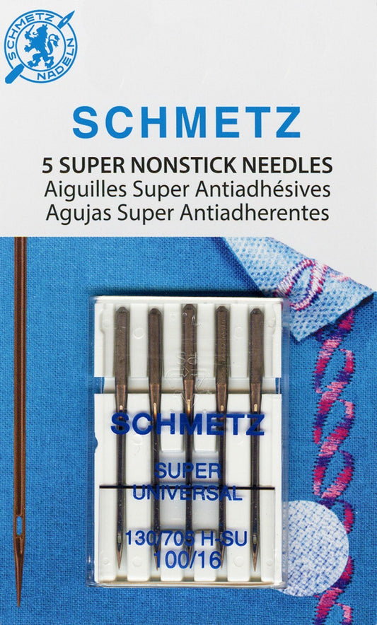 Schmetz Super Nonstick Needle 5ct, Size 100/16 , quilting and needlework