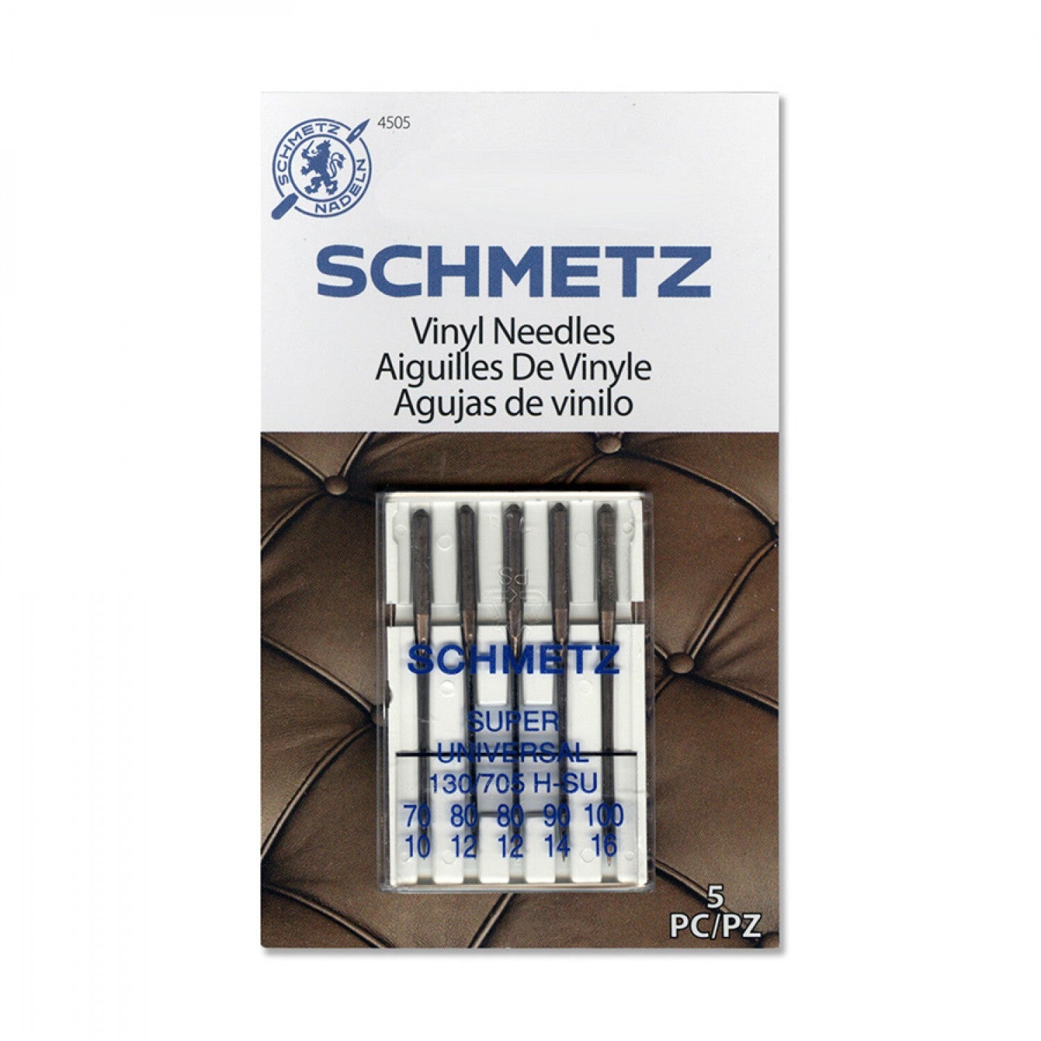 SCHMETZ Vinyl Needles 5 ct Mixed Sizes for bag making, sewing and craft projects