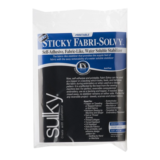 Sulky - Sticky Fabri Solvy 508 mm x 1yd for embroidery, applique and sewing projects