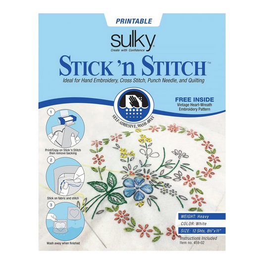 Sulky - Stick N Stitch Self Adhesive Wash Away Stabiliser for applique, sewing and craft projects
