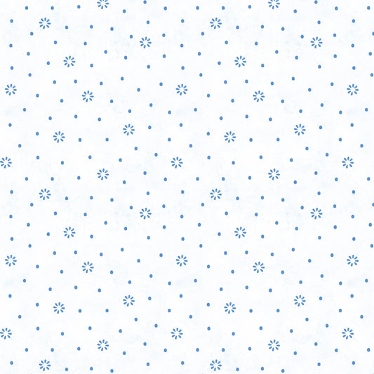 Blissful Blues - Floral Dot on White