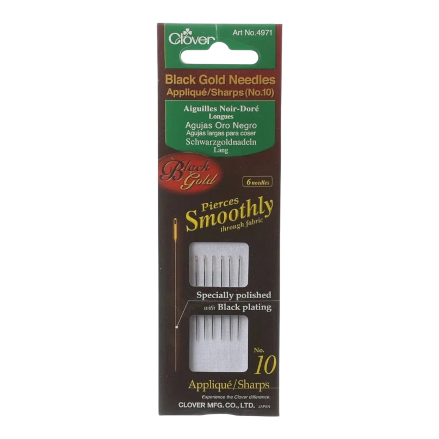 Clover Black Gold Sharps Needle Size 9 6ct , quilting and needlework