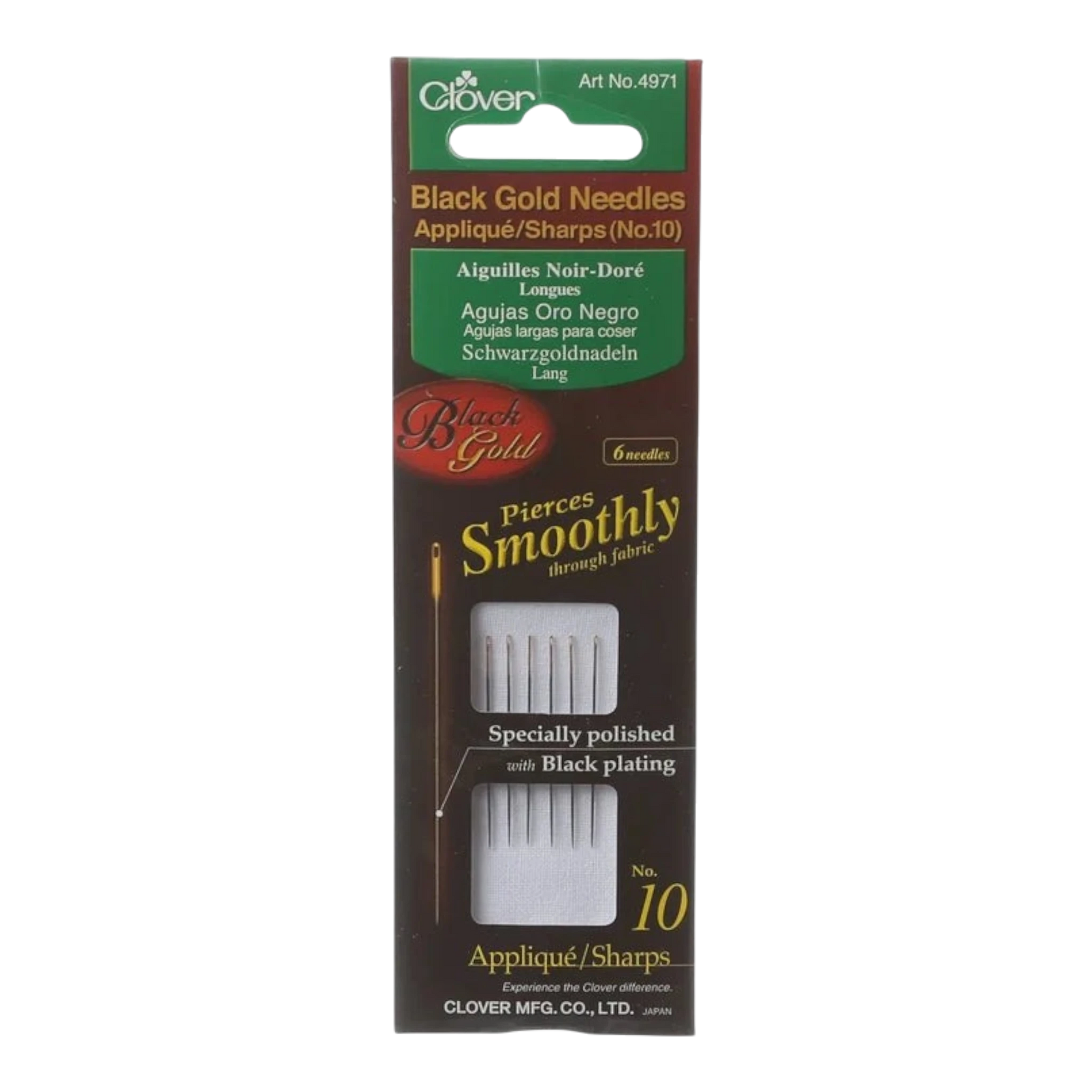 Clover Black Gold Sharps Needle Size 9 6ct , quilting and needlework