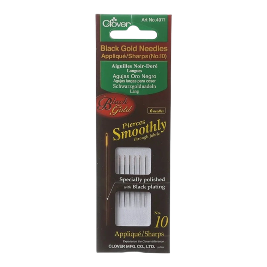 Clover Black Gold Sharps Needle Size 9 6ct , quilting and needlework
