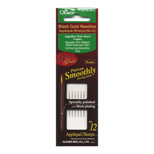 Clover Black Gold Sharps Needle Size 9 6ct , quilting and needlework