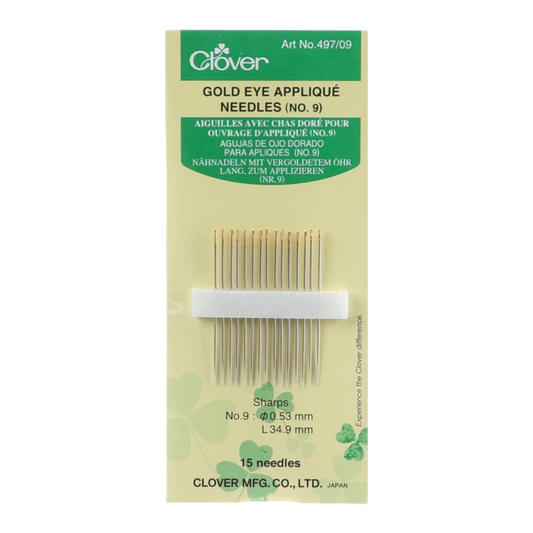 Clover Applique Needles Size 9 15ct , quilting and needlework