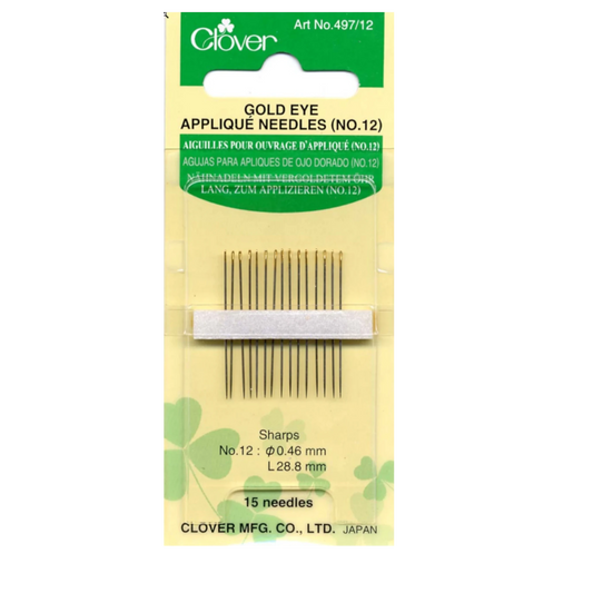Clover Applique Needles Size 12 15ct , quilting and needlework