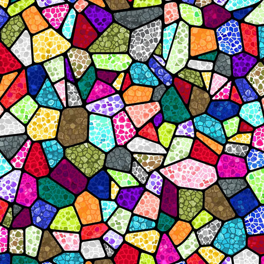 Multi Stained Glass 2743 mm Wide Back Digitally Printed for patchwork, quilting and sewing