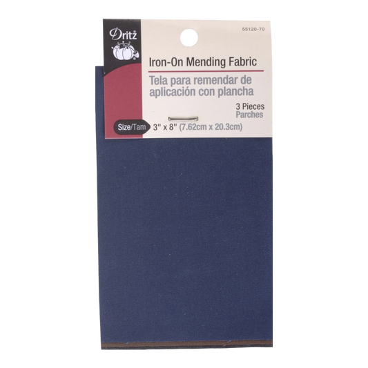 Iron on Patch Mending Fabric Assorted Dark 3ct 76 mm x 203 mm for garment repair, mending and sewing projects