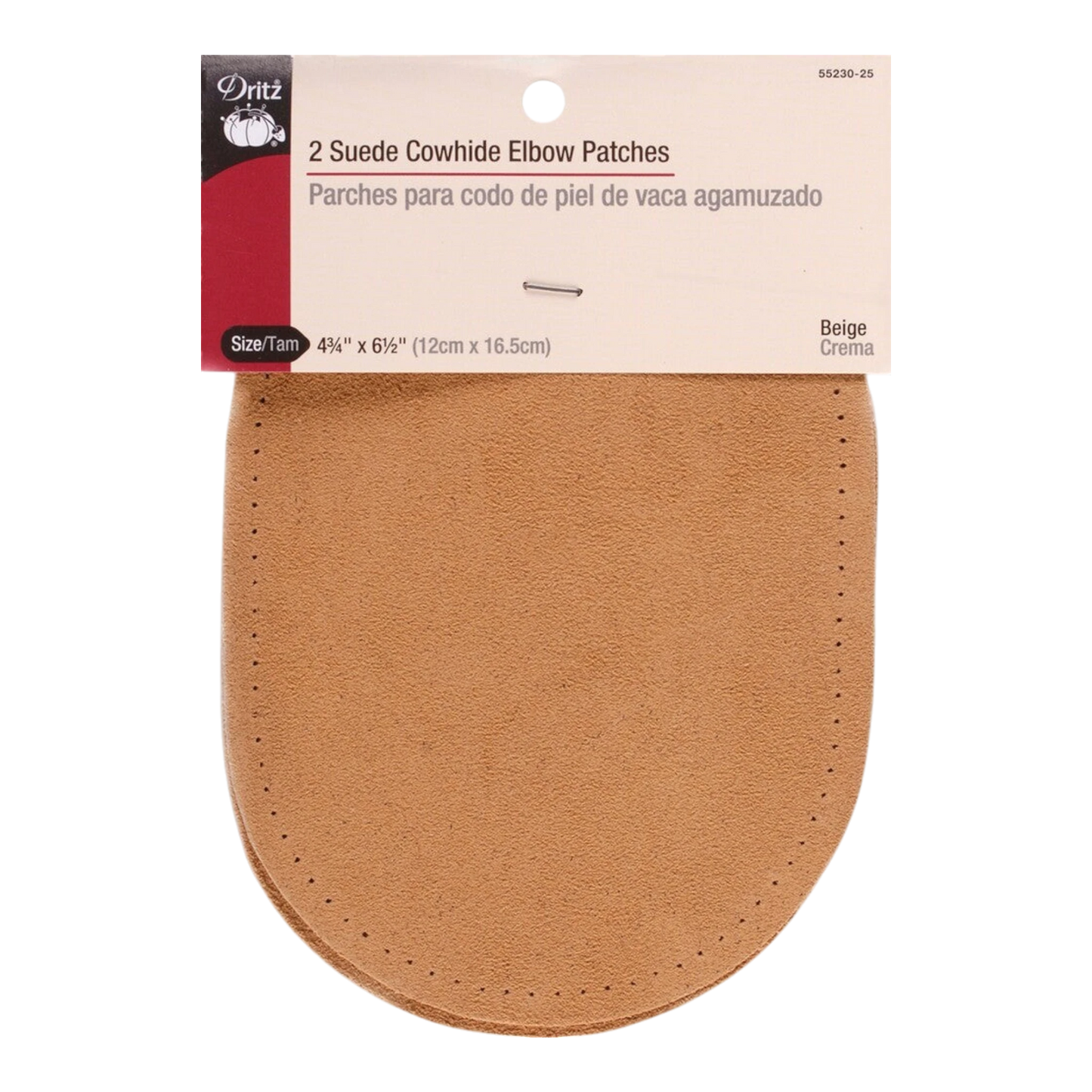 Suede Cowhide Elbow Patches - Beige (Gold) for garment repair, mending and sewing projects