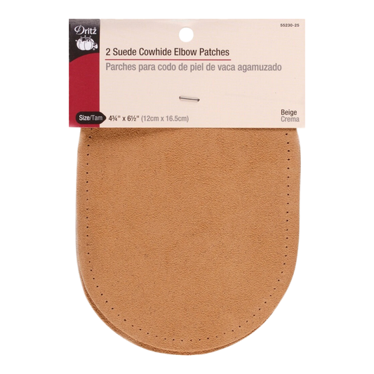 Suede Cowhide Elbow Patches - Beige (Gold) for garment repair, mending and sewing projects