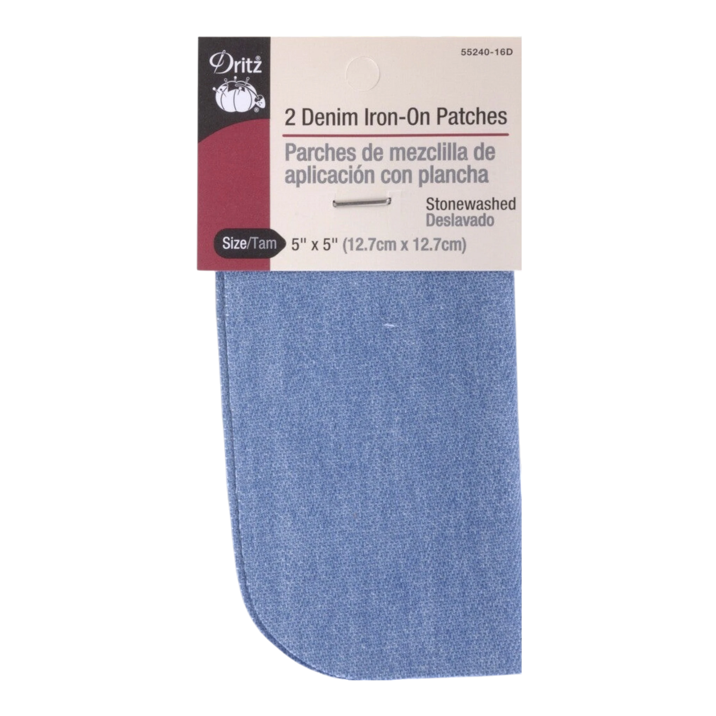 Iron on Patch Stonewashed Denim 5 x 5in 2ct