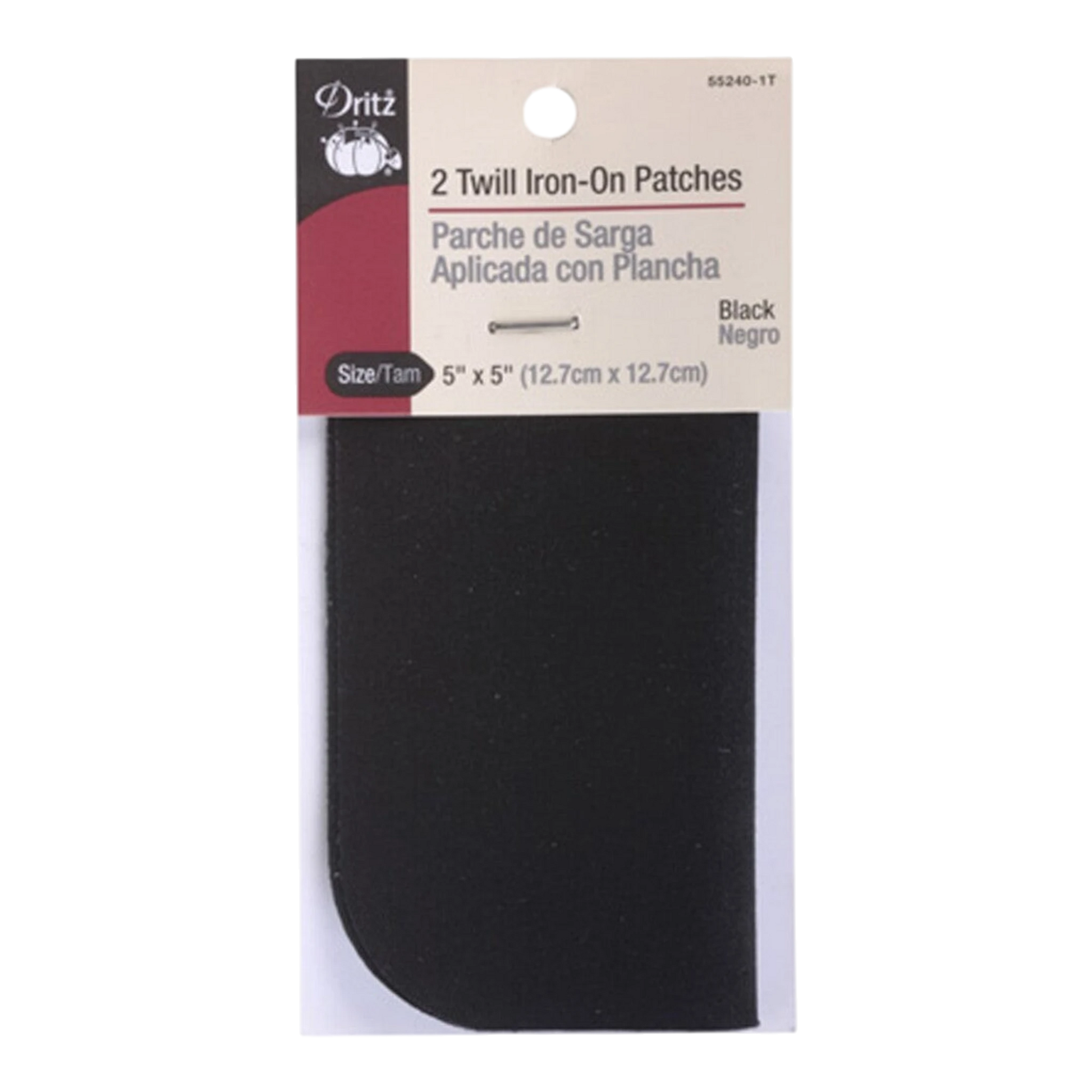 Iron on Patch Black 127 mm x 127 mm 2ct for garment repair, mending and sewing projects
