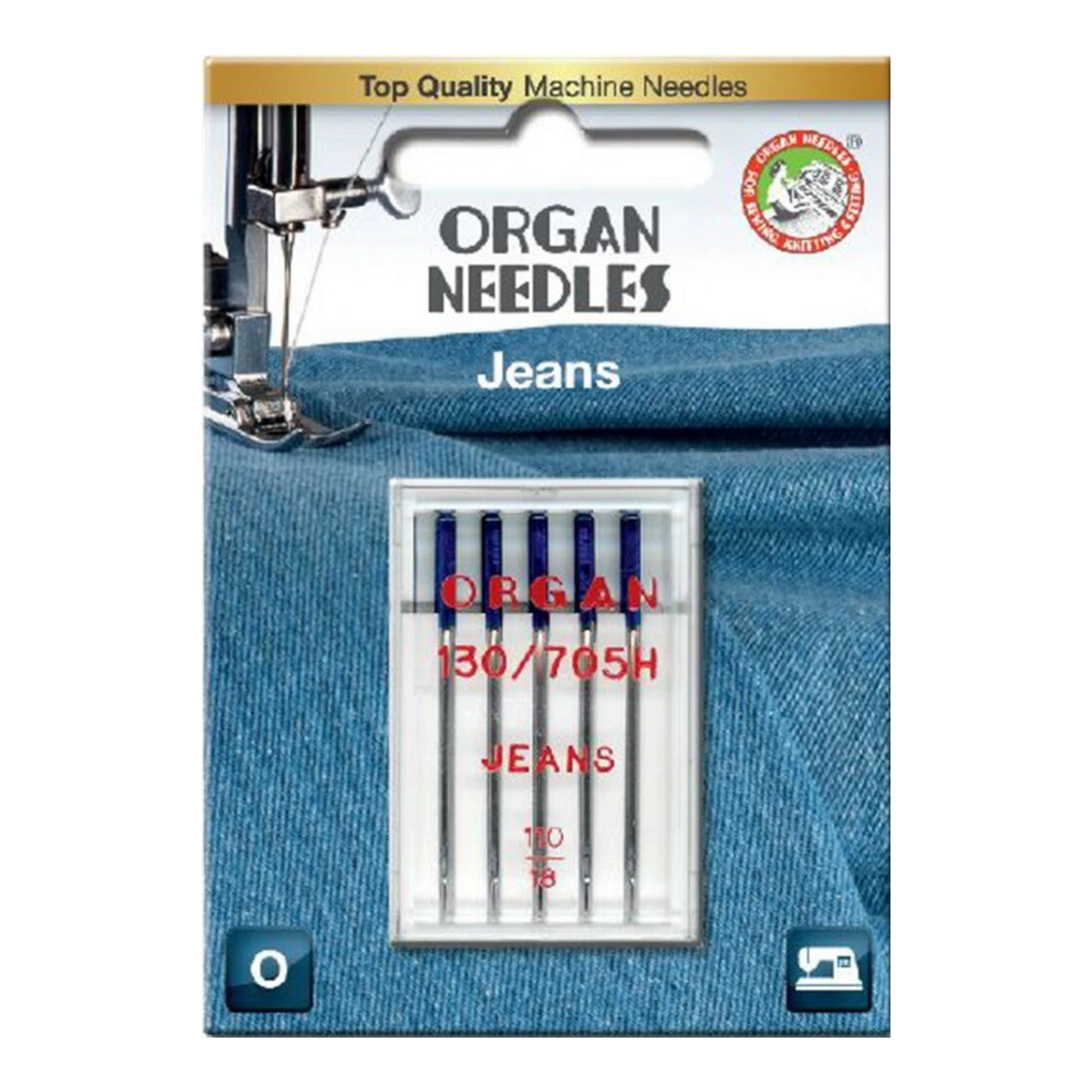 ORGAN Brand Jeans #110/18 Needles 5pk , quilting and needlework