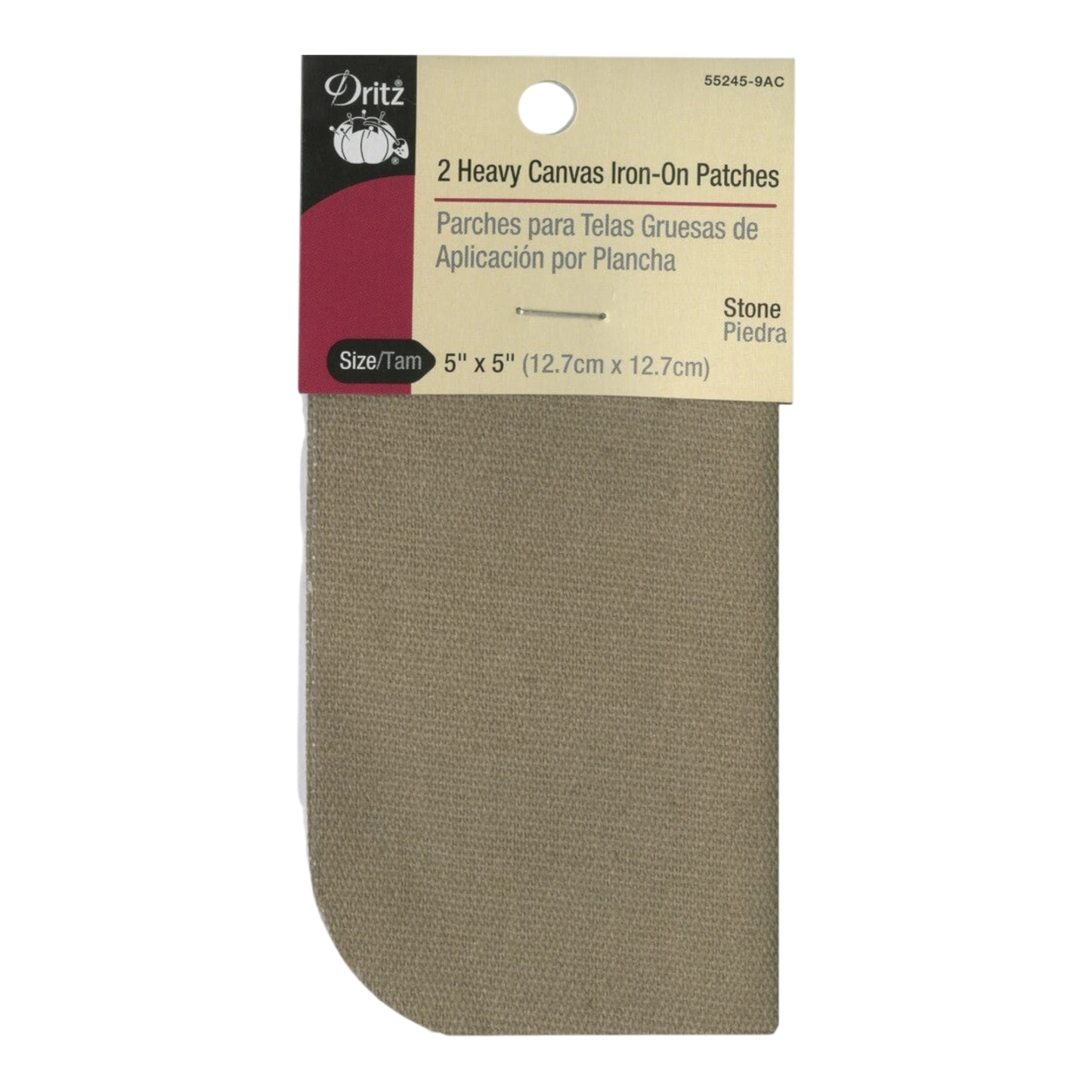 Heavy Canvas Iron-On Patches Stone 2ct for garment repair, mending and sewing projects