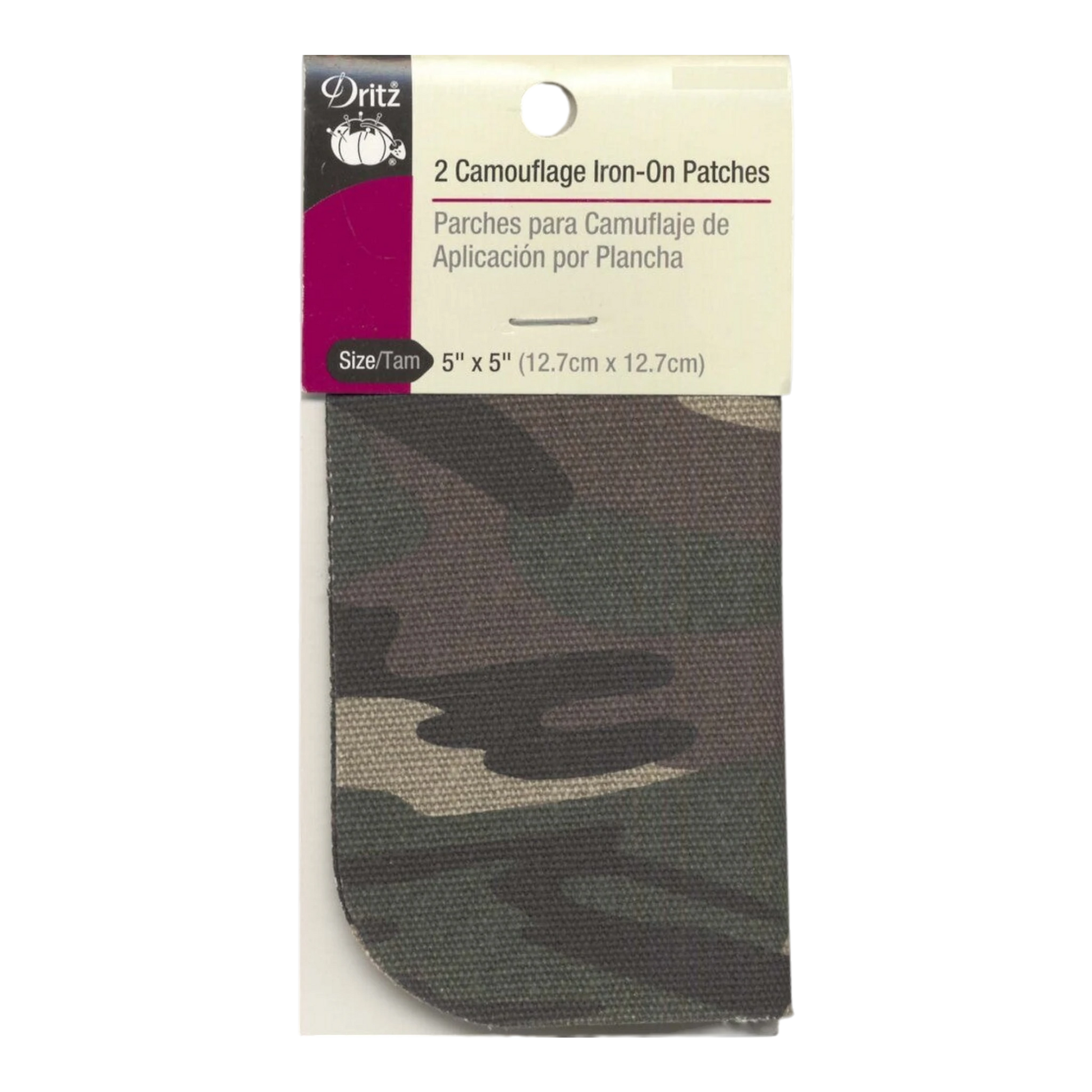Camouflage Iron-On Patches Camo Green 2ct for garment repair, mending and sewing projects