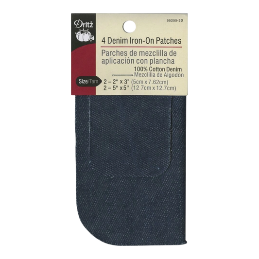 Denim Iron-On Patches Dark Blue for garment repair, mending and sewing projects