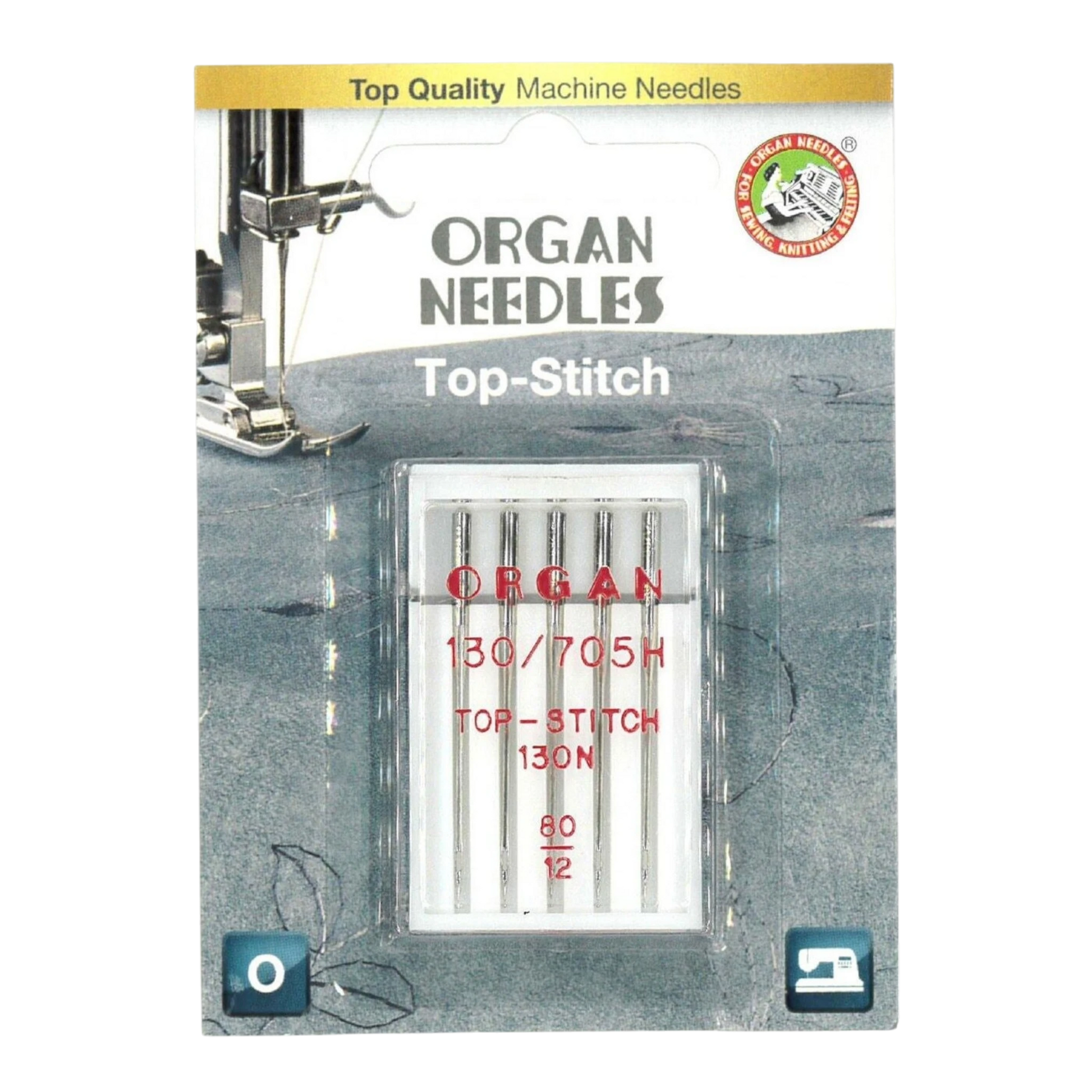 Organ Top Stitch Size 80/12 Needles - pk5 , quilting and needlework