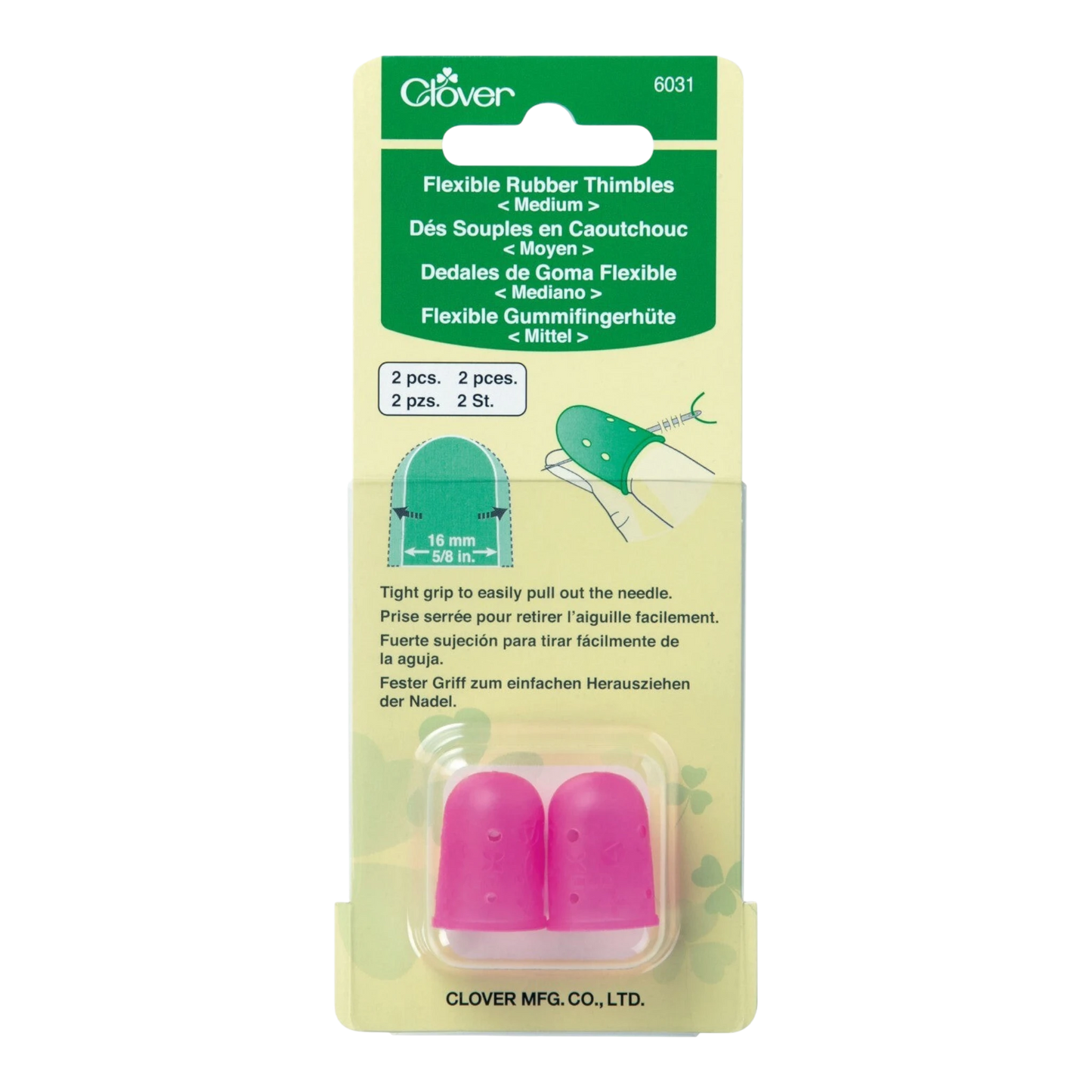 Clover Rubber Thimble - Pink Medium for hand sewing, quilting and needlework