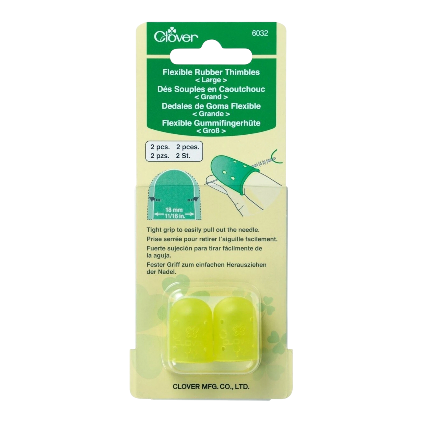 Clover Rubber Thimble Large-2pk for hand sewing, quilting and needlework