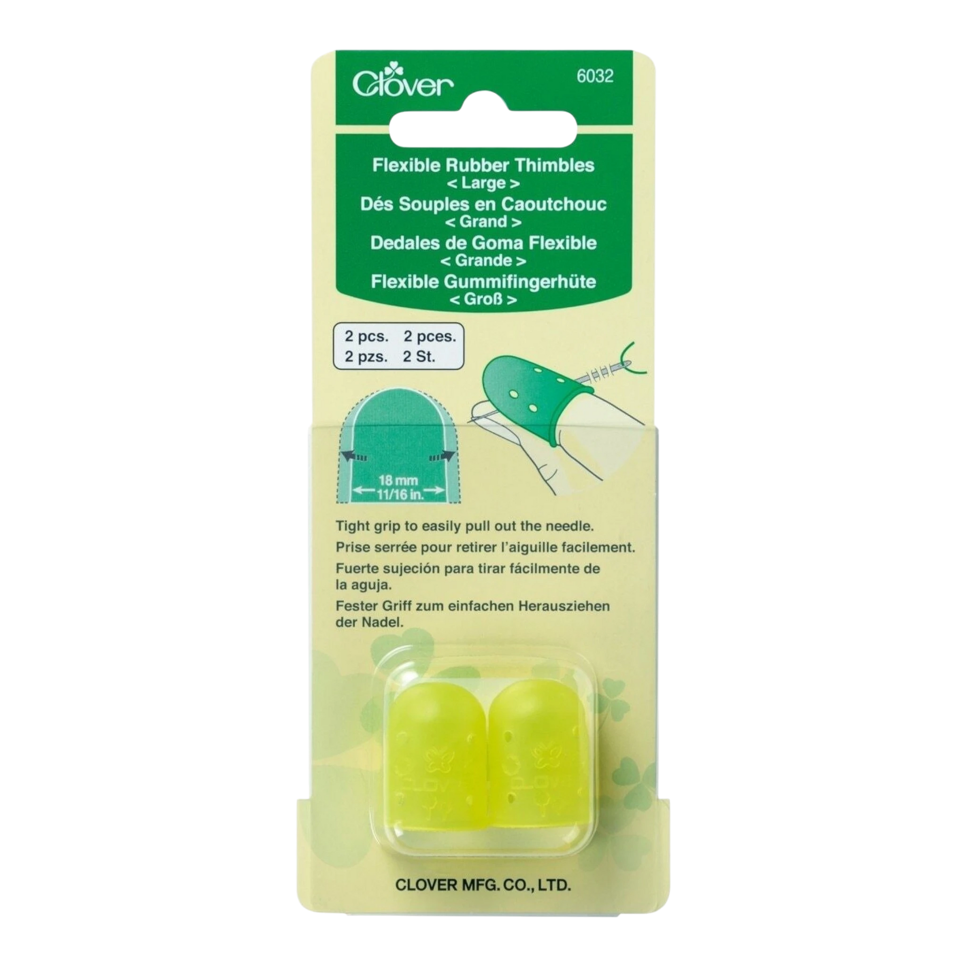 Clover Rubber Thimble Large-2pk for hand sewing, quilting and needlework