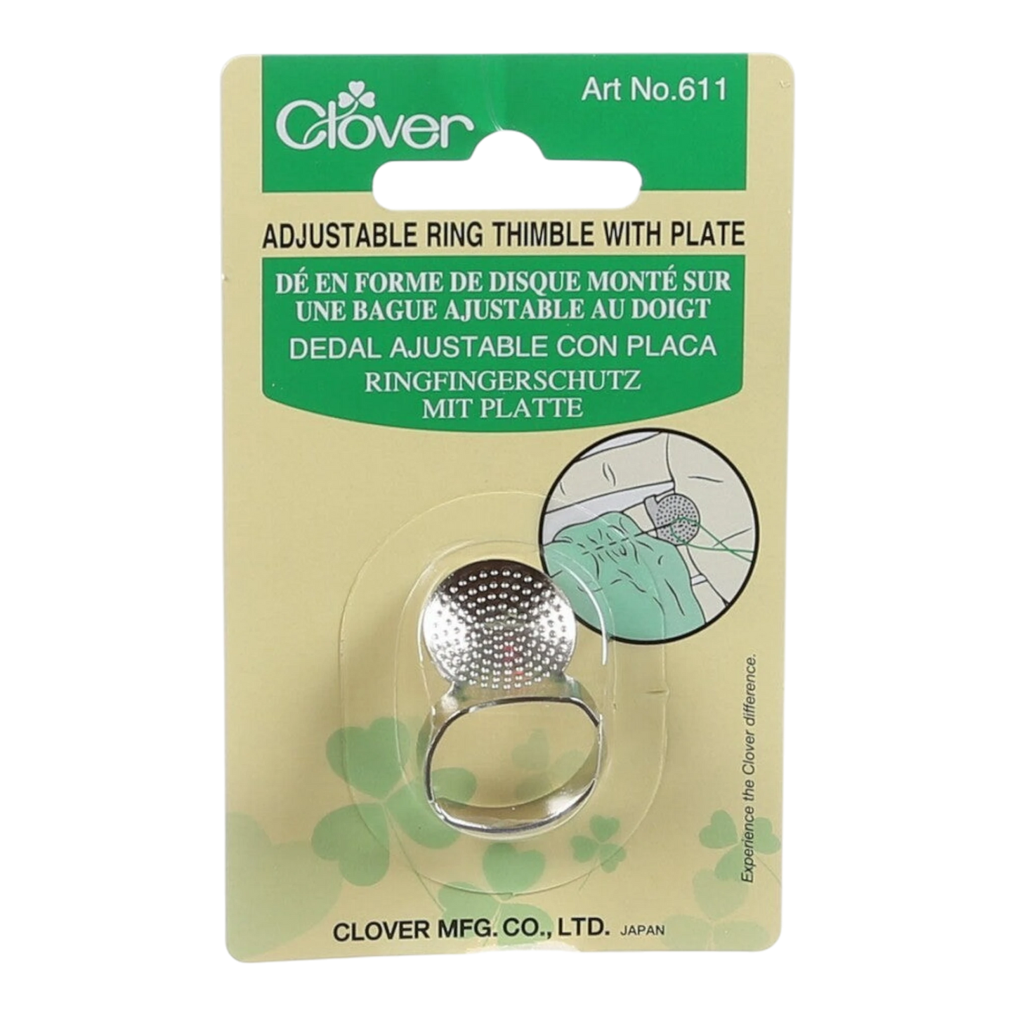 Adjustable Thimble with Metal Plate for hand sewing, quilting and needlework