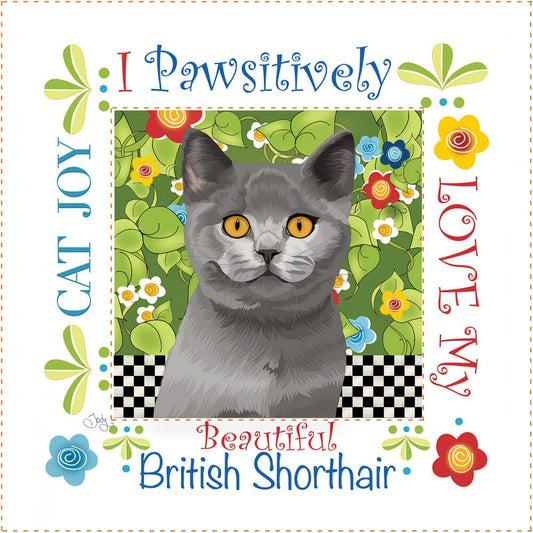 6in Art Panel - BRITISH SHORTHAIR CAT - Everything Fabric