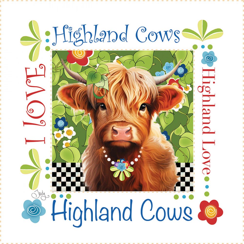 6in Art Panel - Highland Cow - Everything Fabric