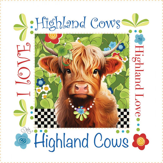6in Art Panel - Highland Cow - Everything Fabric