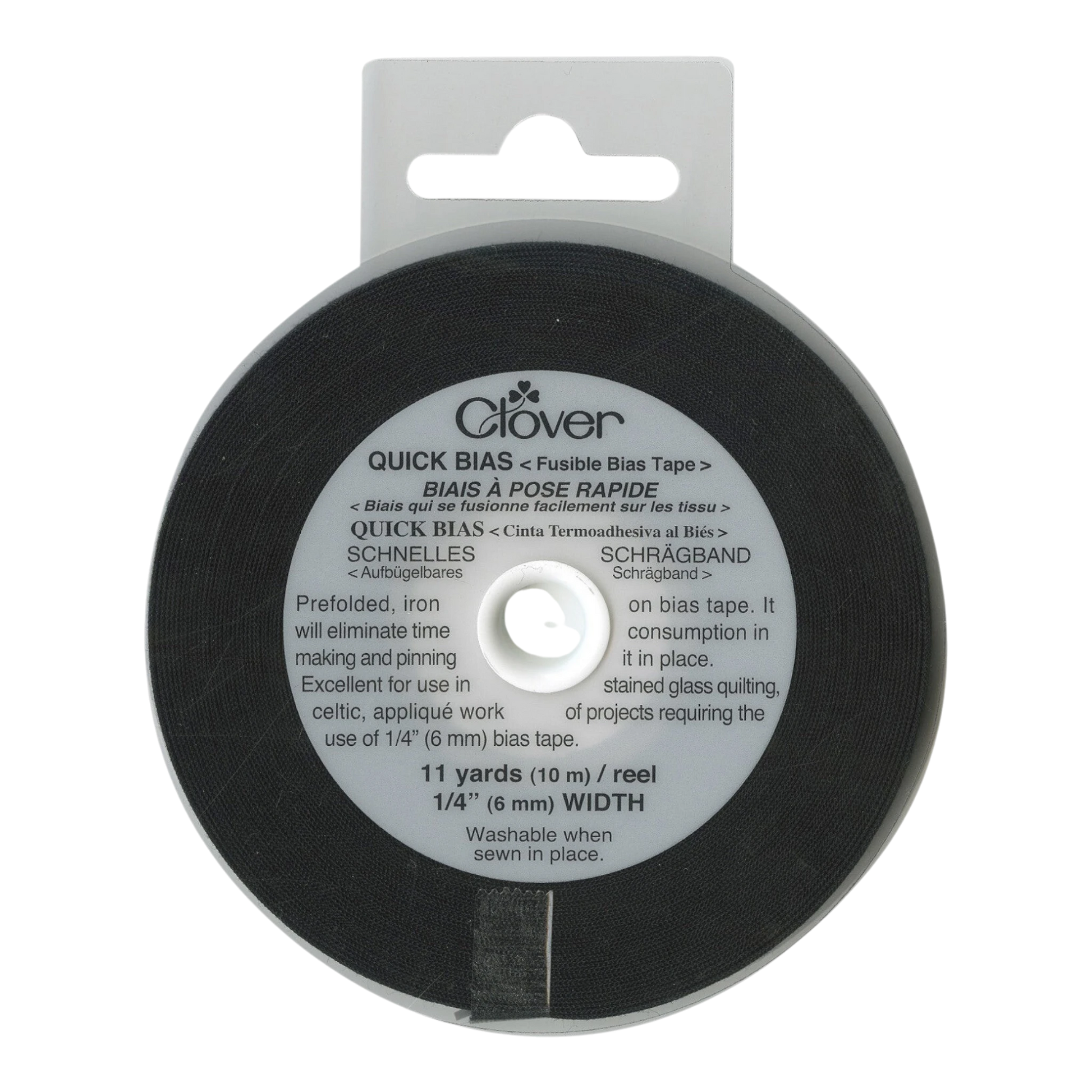 Fusible Quick Bias Binding Strip Black 6 mm x 11yds , quilting and neat fabric finishing