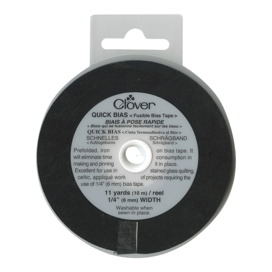 Fusible Quick Bias Binding Strip Black 6 mm x 11yds , quilting and neat fabric finishing