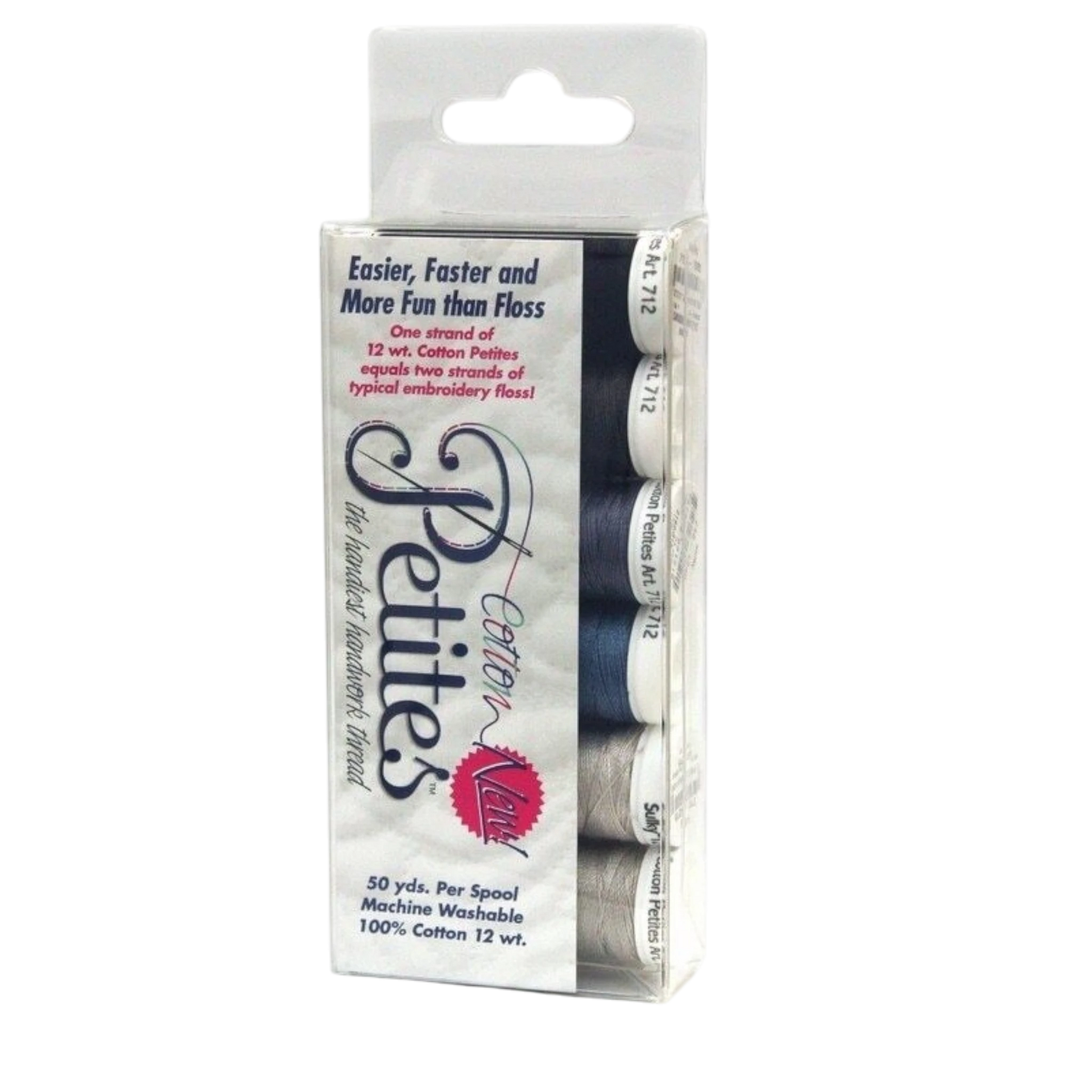 Sulky Petites 12wt Cotton Thread - 6 Pack - Black/Gray for patchwork, quilting and sewing