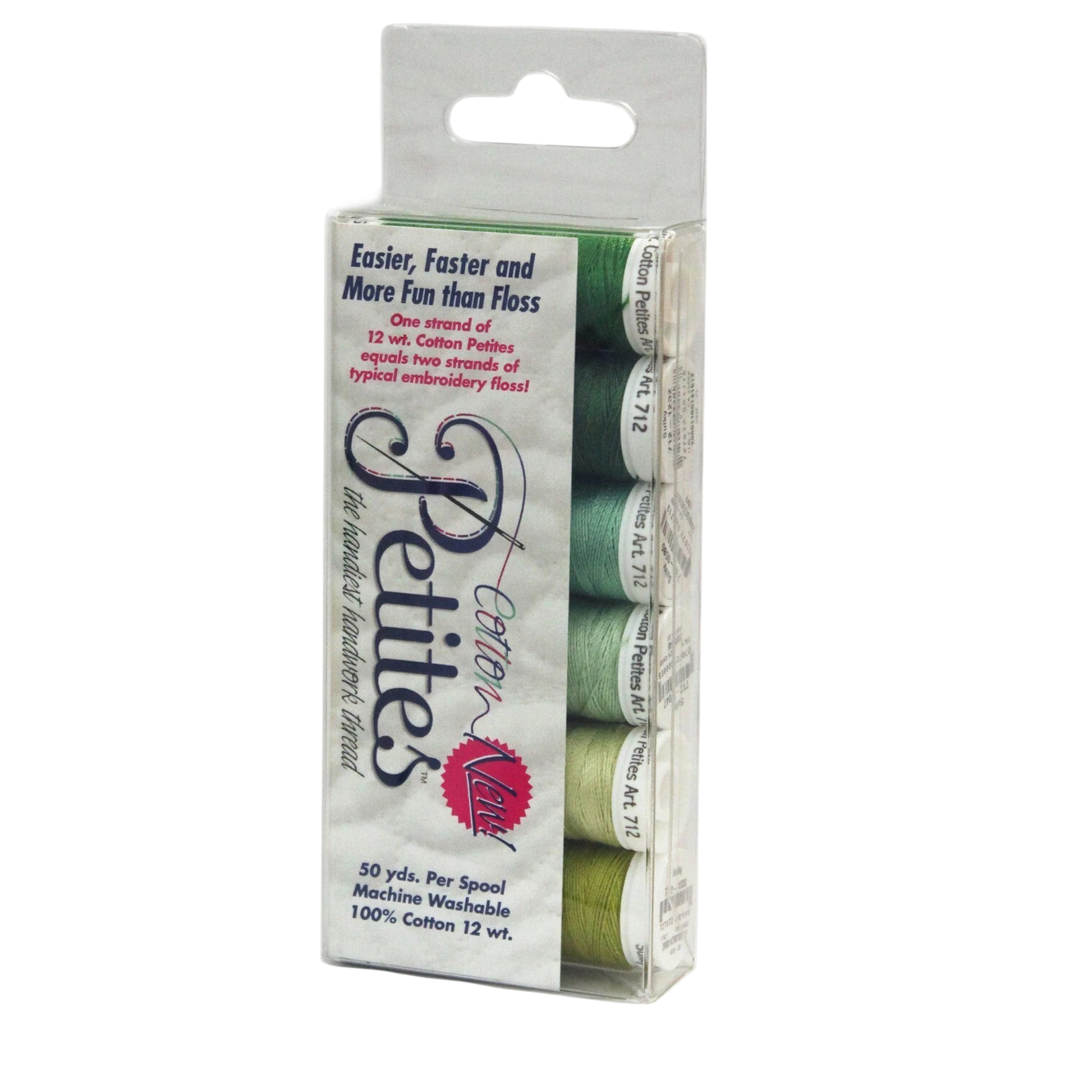 Sulky Petites 12wt Cotton Thread - 6 Pack - GREENS for patchwork, quilting and sewing