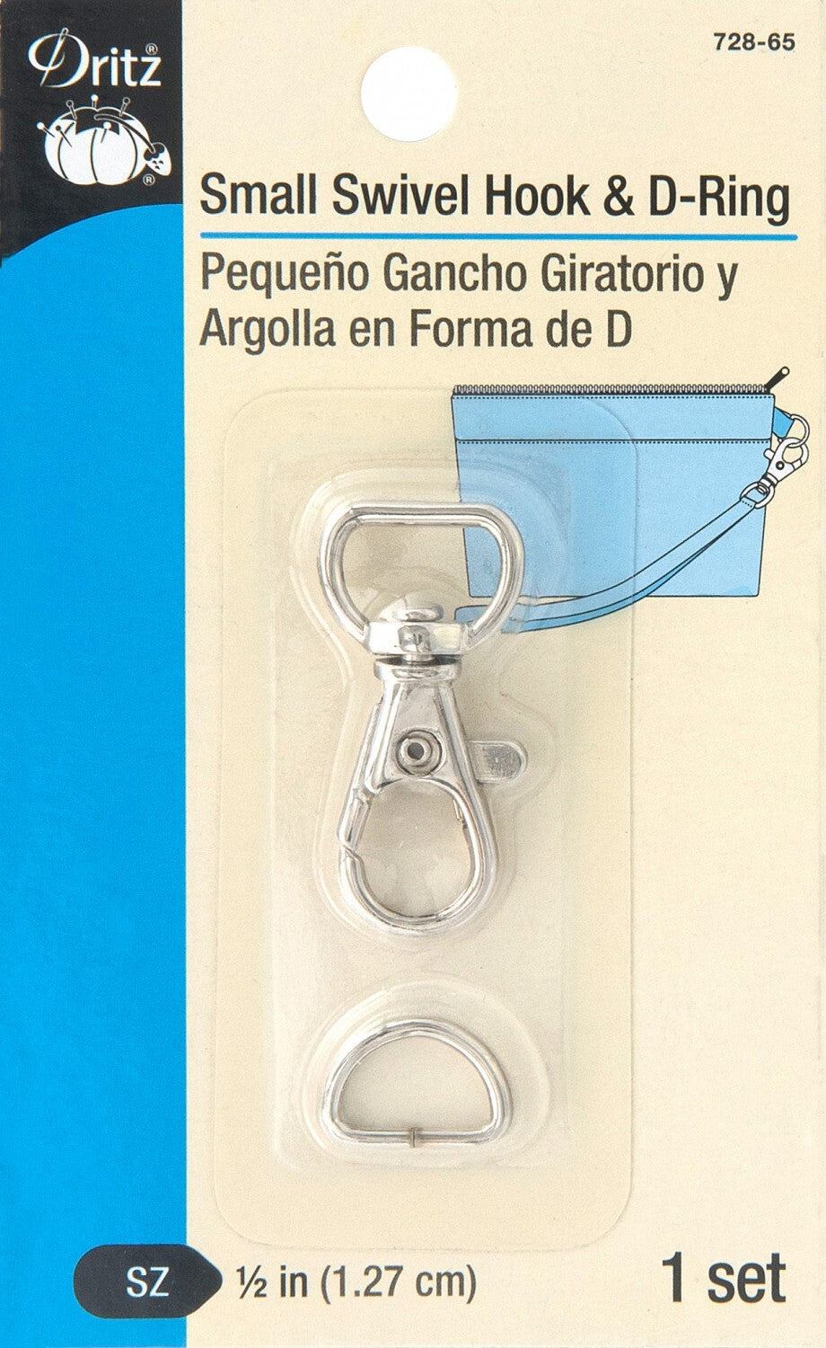 Small Swivel Hook & D-Ring for bag making and sewing projects