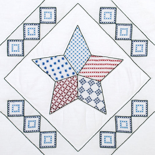 Jack Dempsey Interlocking Star 18 inch stamped quilt blocks