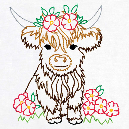 Jack Dempsey Highland Cow 9 inch stamped quilt blocks