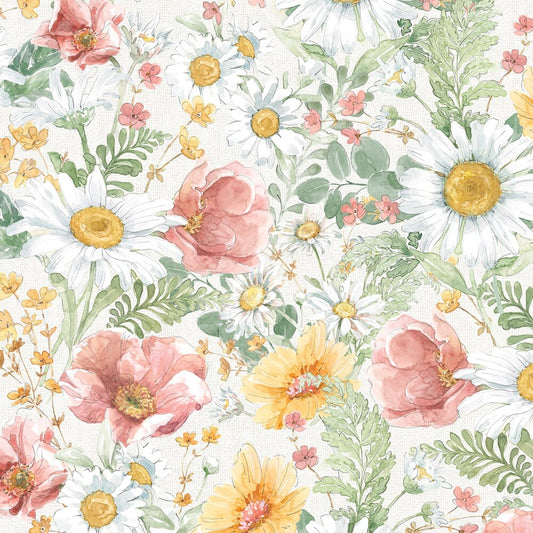 Daisy Days - Cream Packed Floral sewing and quilting product