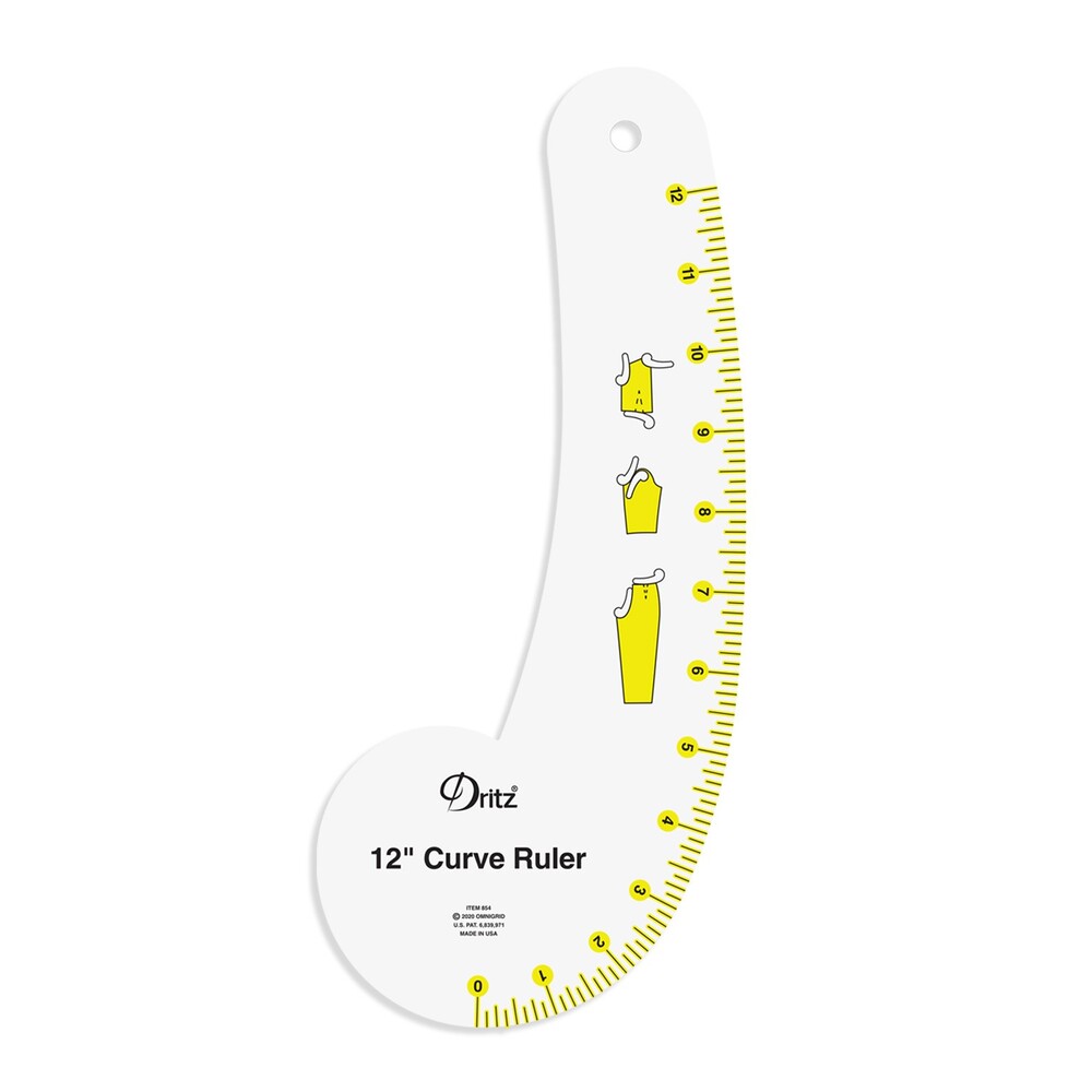 Curve Ruler Clear 305 mm for precise cutting, marking and patchwork
