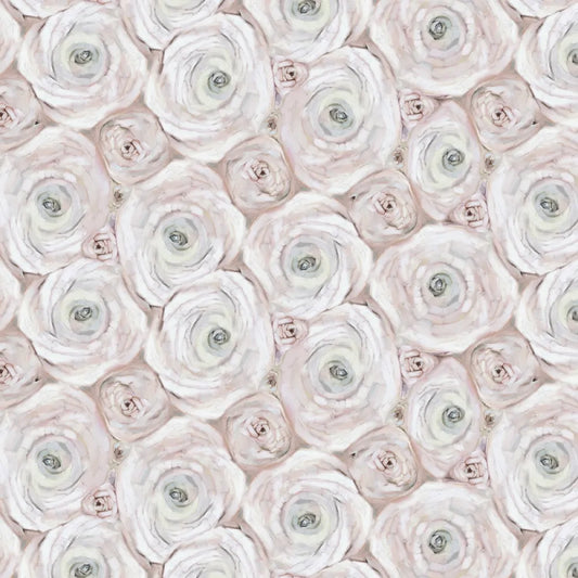 Sweet Child of Mine - Champagne Folded Fabric Flowers 8 in repeat for patchwork, quilting and sewing