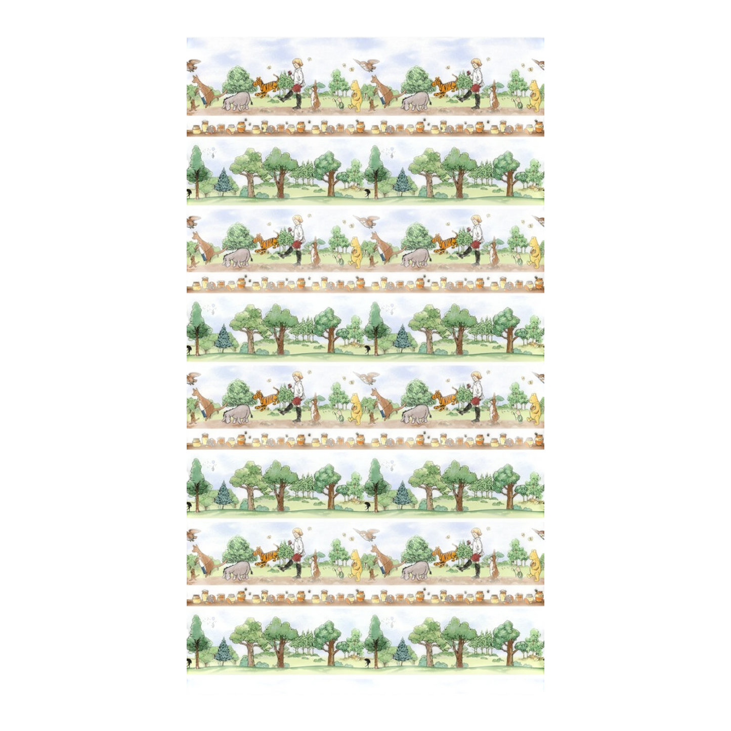 Winnie the Pooh - Brown Green Stripe Border sewing and quilting product