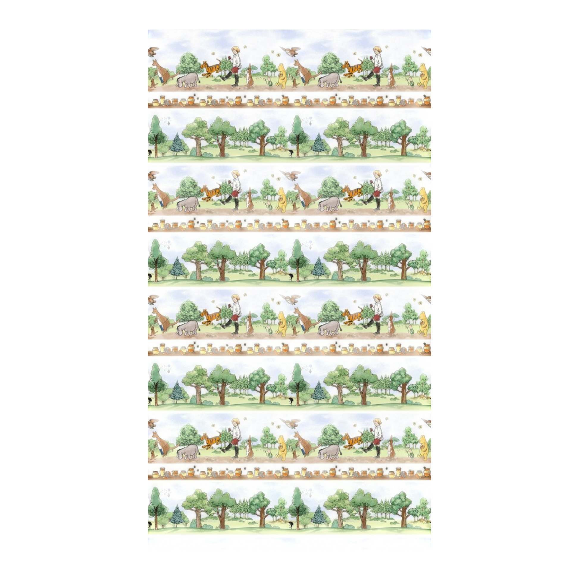 Winnie the Pooh - Brown Green Stripe Border sewing and quilting product