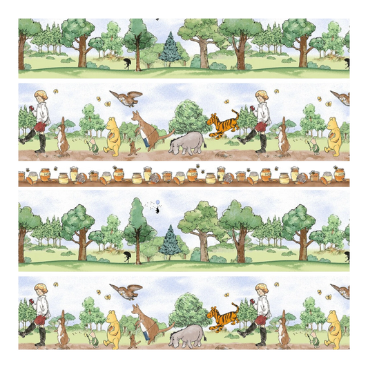 Winnie the Pooh - Brown Green Stripe Border sewing and quilting product