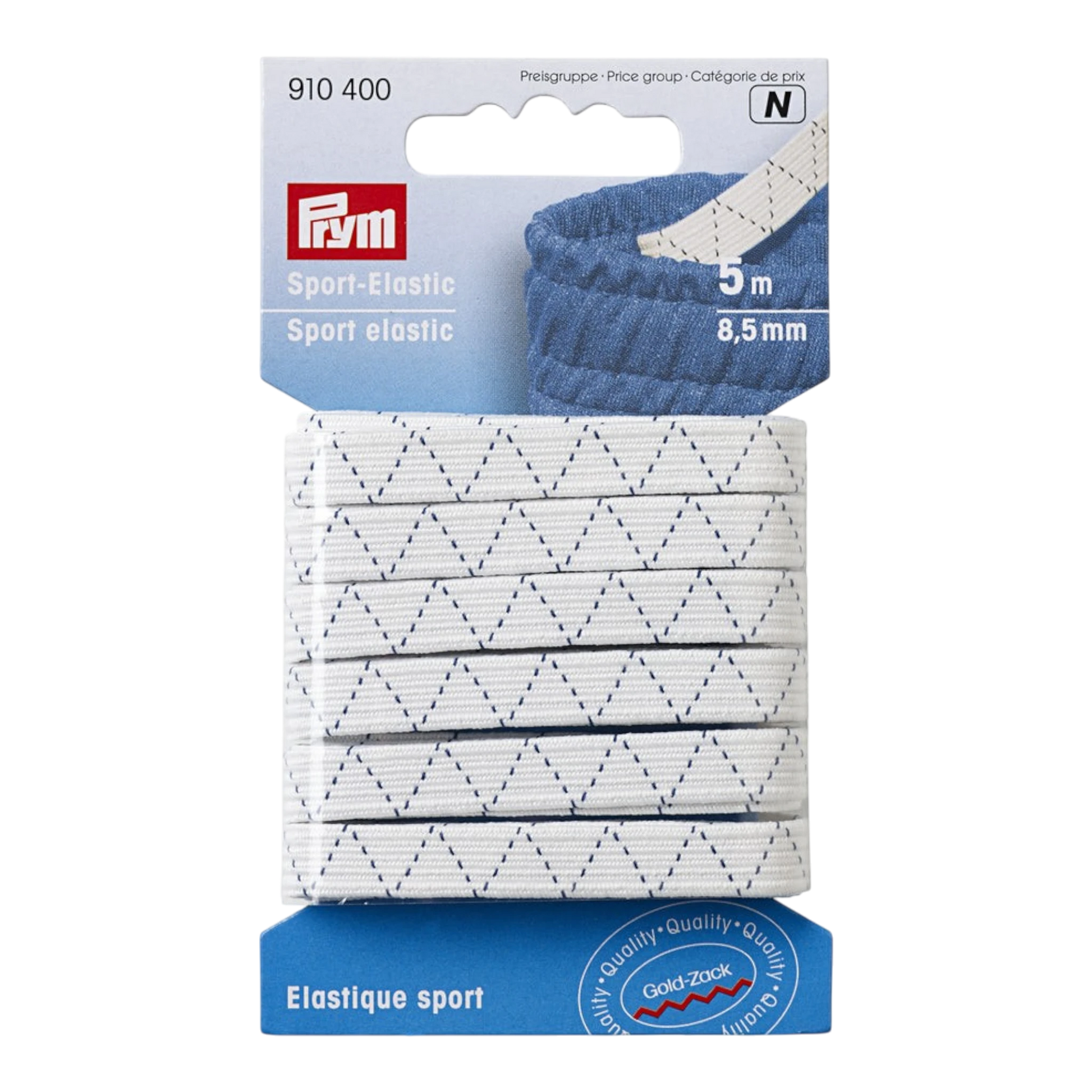 Prym Love - SPORTS ELASTIC 8.5 mm, WHITE-5 m for garments, sewing and bag making projects