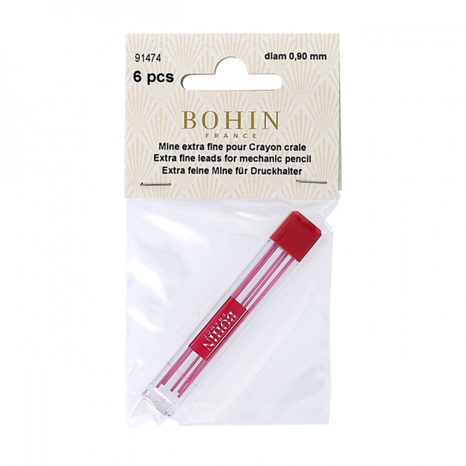 Bohin Mechanical Pencil Refill .9 mm Pink , sewing and fabric marking