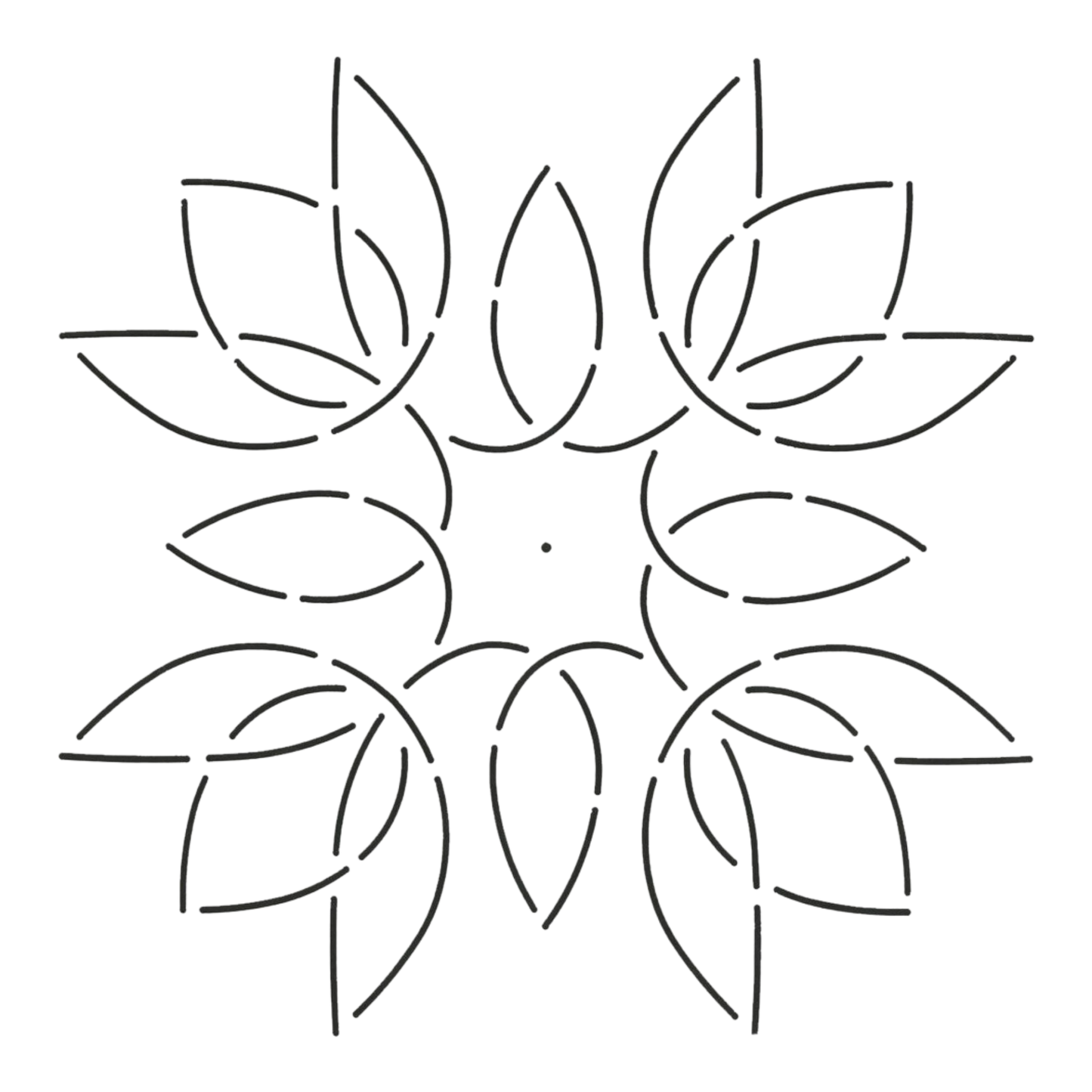Quilt Stencil Tulip Medallion 203 mm for precise cutting, marking and patchwork