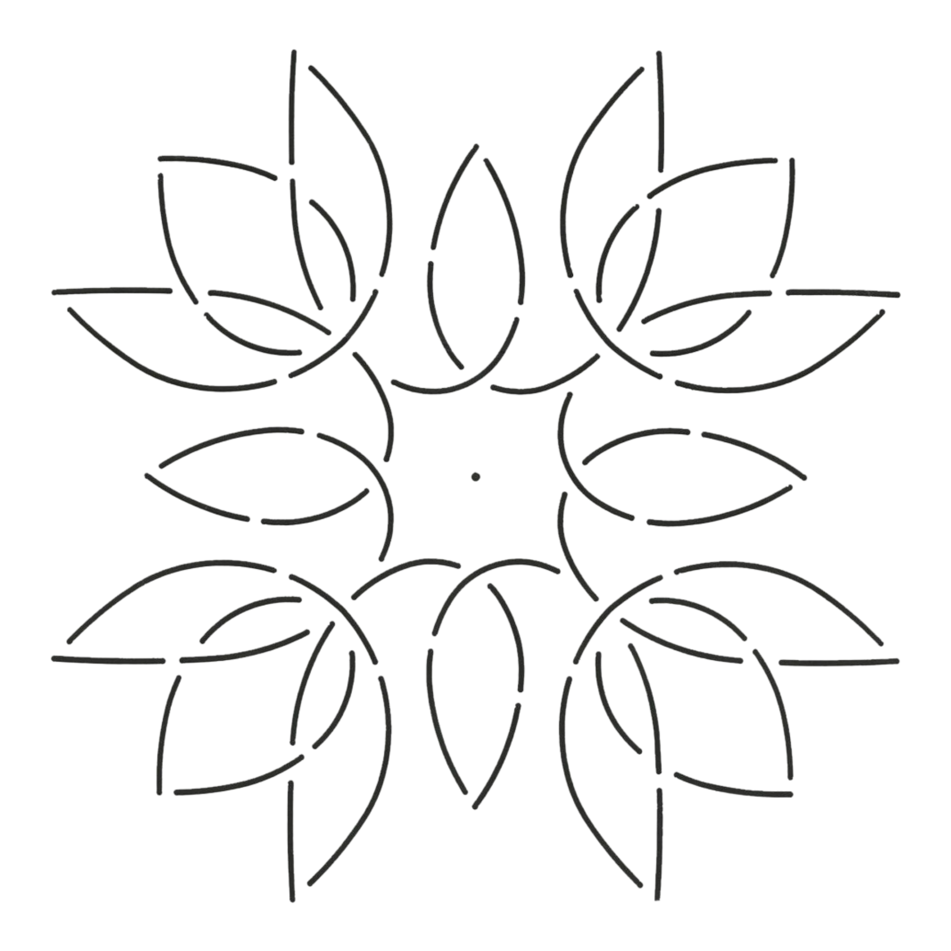 Quilt Stencil Tulip Medallion 203 mm for precise cutting, marking and patchwork